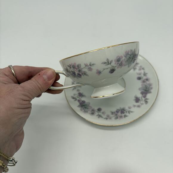 Amethyst by Rosenthal Continental Footed Demitasse Cup & Saucer Flowers Vtg 60's - Picture 10 of 15